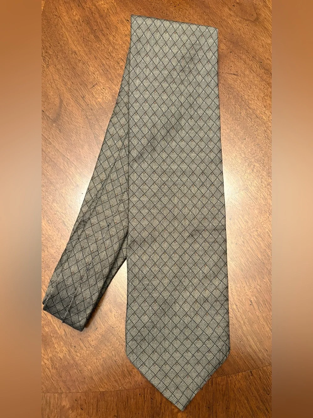 Hart Schaffner Marx Gray Checked Silk Tie